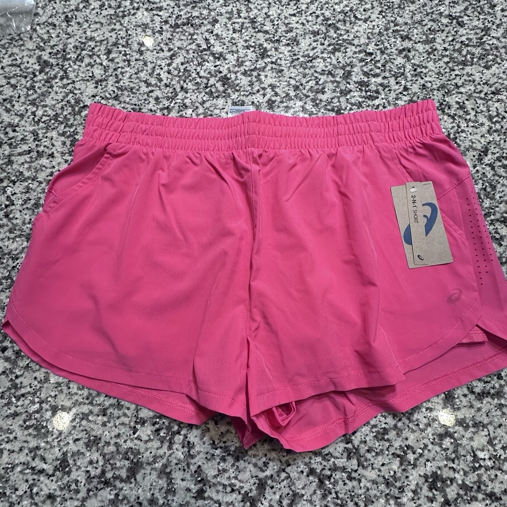 ASICS Women's Running Short Lined W/Laser Cut Pink‎ Size XL~ ACSH3793WS5